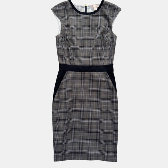 Brooks Brothers Red Fleece Plaid wool blend Sheath Dress Professional Sz 0 - Picture 2 of 15